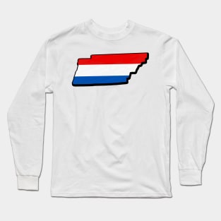 Red, White, and Blue Tennessee Outline Long Sleeve T-Shirt